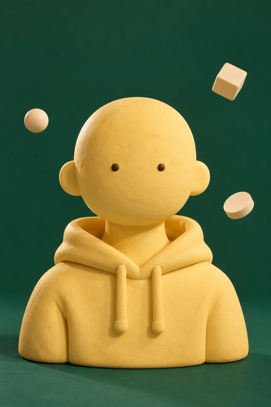 The same fictional clay hoodie character used on all three Normie cards.